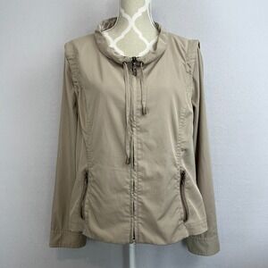 ST‎ JOHN SPORT Jacket Womens Size Large Beige Zip Off Sleeve Lightweight